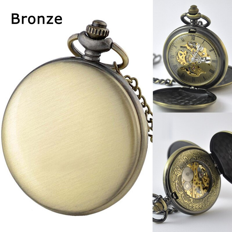 Metal White Polished Double Open Cover Mechanical Glossy Student Gift Commemorative Pocket Watch_voghion.com
