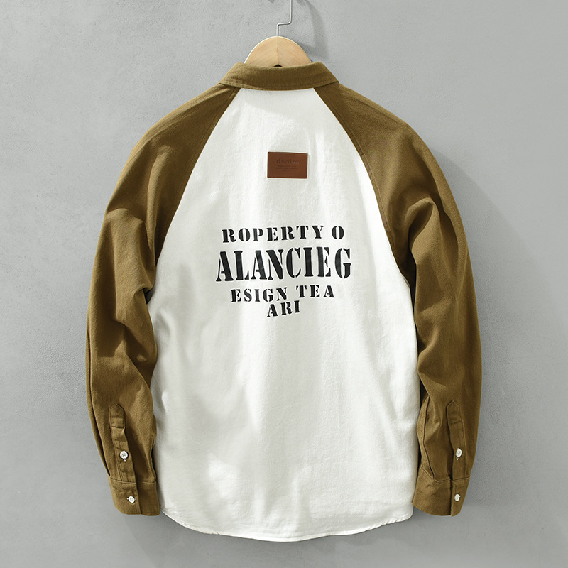 6771 Camicia a maniche lunghe patchwork retrò giapponese per uomo, alla moda, casual, artistica, ampia, stampata, un pezzo unico per la sostituzione dei capelli_voghion.com