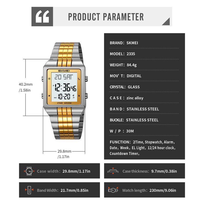 Digitale Uhr Mode Elektronische Uhren Für Herren Frauen Wasserdicht Edelstahl Streifen Stoppuhr Armbanduhr Reloj Hombre_voghion.com
