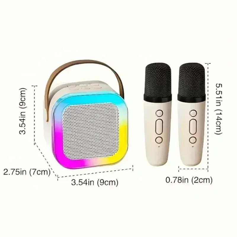 Portable Karaoke Bluetooth-5.3 Speaker Machine PA System With 2-Wireless Microphones Home Family Singing Children's Gifts_voghion.com