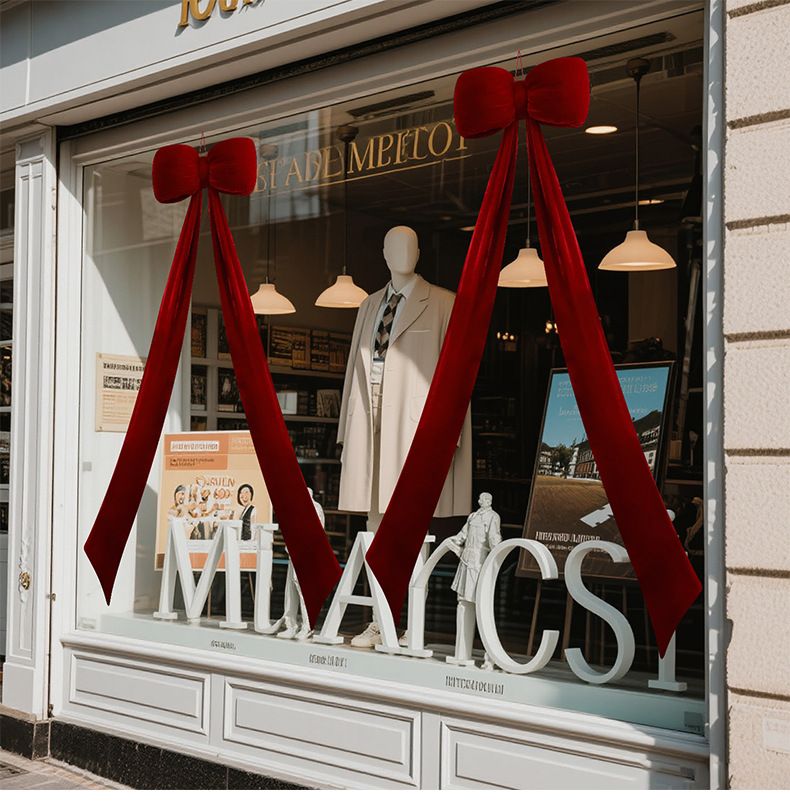 150CM Velvet Christmas Bow Decor – Elegant Holiday Ribbon For Tree, Mantel & Gift Wrapping (Wine Red/Bright Red)_voghion.com