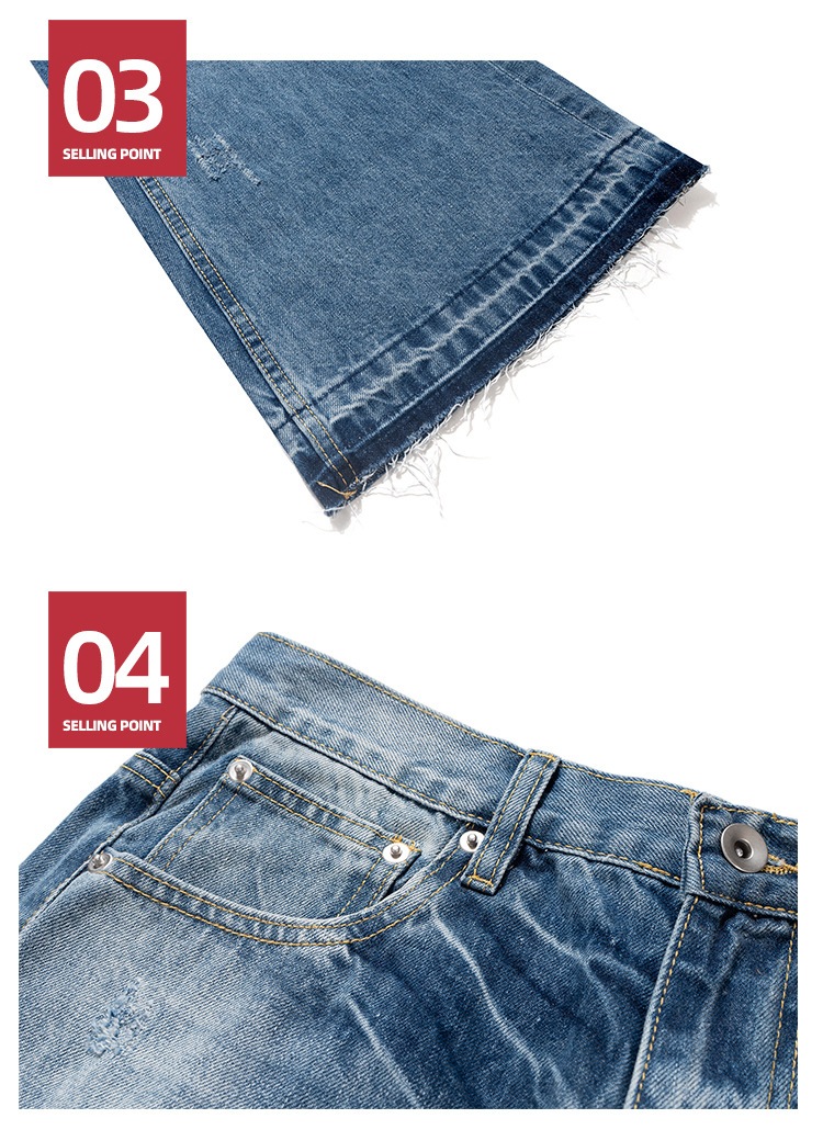 Herren MIJKO Herren Damen zerrissene zerrissene Hose für Männer und Frauen Unisex weites Bein mit Fransen Whiskers leicht gestiefelte Blue Jeans_voghion.com