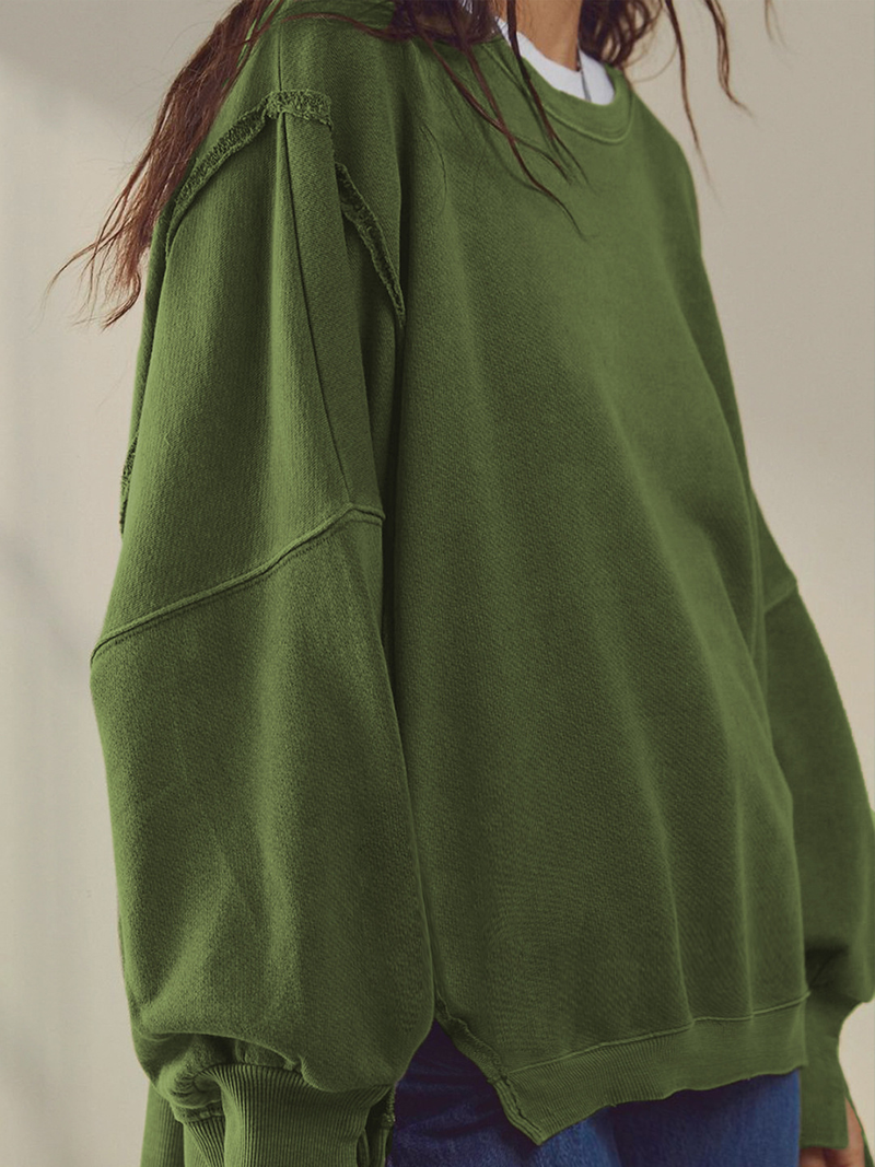 Women's round neck sweatshirt fashion brand sports bottoming shirt T-shirt sweater long-sleeved top wear outside_voghion.com