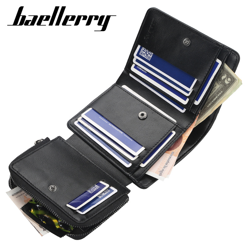 New men's short wallet with multiple card slots, 3 folds, a stylish thin card bag, large capacity, practical and convenient high-end zero wallet_voghion.com