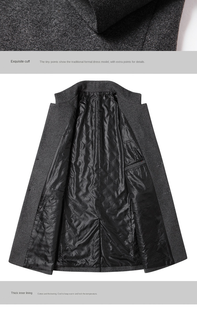 Mode lichte luxe klassieke heren casual herfst en winter verdikte middellange tweed trenchcoat Hot koop!_voghion.com