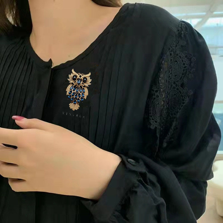 Spilla vintage con gufo, corpetto con personalità, spilla animale, accessori per cardigan da uomo e da donna_voghion.com