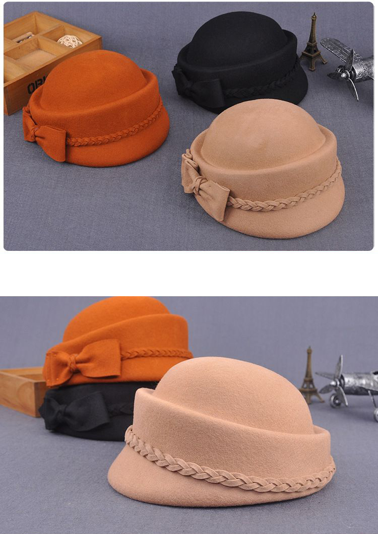 Englanti Sata Harrastusta Jousibaretti Naiset Syksy ja Talvi Retro Villainen Tweed Punos Cocked Hat Tyylikäs Lentoemäntä Hattu Tweed Hattu_voghion.com