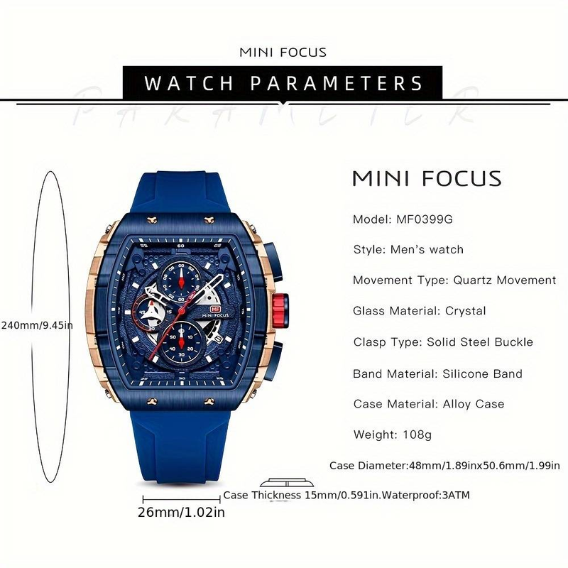 Naviforce Multifunctional Men's Quartz Watch Luminous Tonneau Pointer Sports Wrist Watch With Silicone Strap_voghion.com