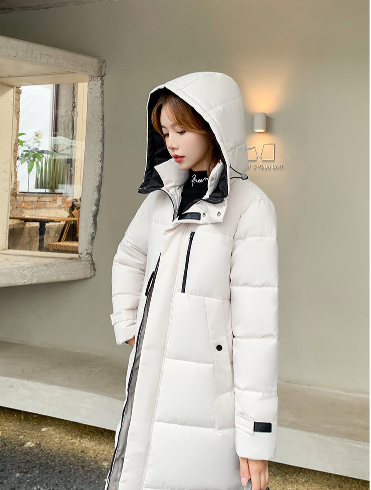 Dameskleding Donsjack van katoen Dames Mid-Lengte Overknee Winter Losse Capuchon Verdikte Pufferjas_voghion.com