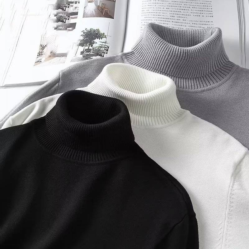 Herrenbekleidung Rollkragenpullover für Herren Trendy Halbgestrickter Pullover Innenbekleidung Unterhemd Vielseitiges Jugend_voghion.com