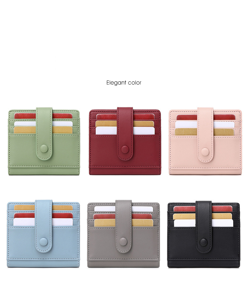 Cartera para mujer y hombre, antimagnética, RFID, de poliuretano, con hebilla de color liso, para tarjetas de crédito, monedero pequeño y ligero._voghion.com