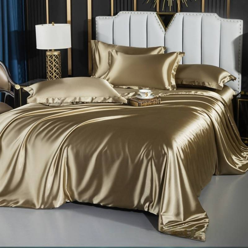 Silk Bedding Set - 4-Piece Satin Sheet Set With Pillowcases (Breathable, Hypoallergenic, Luxury Hotel Quality, Queen/King Size)_voghion.com