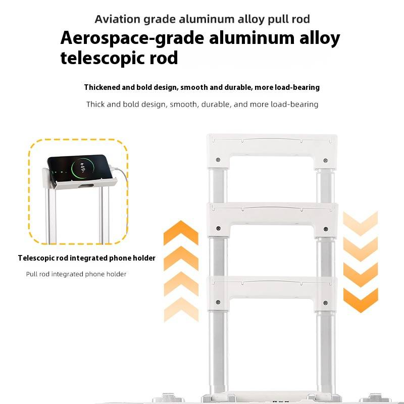 Bagaglio a mano multifunzionale con telaio in alluminio di alta qualità, porte di ricarica USB, ruote girevoli e apertura frontale (canna di fucile/bianco/nero)_voghion.com