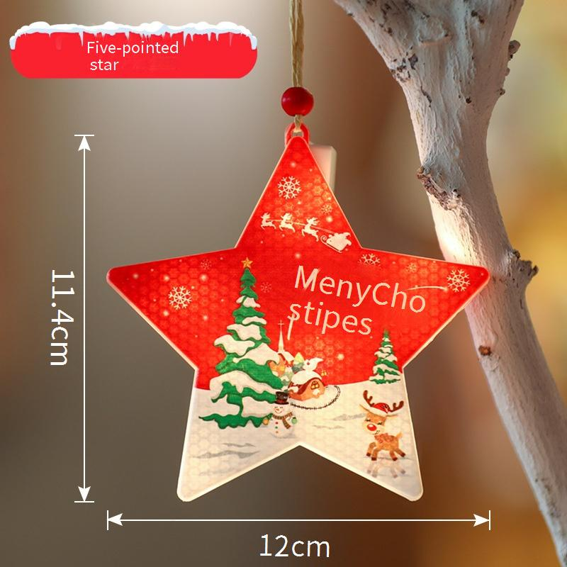 Juego de 12 luces colgantes navideñas LED: árbol festivo, copo de nieve, estrella, calcetín, decoración para fiestas navideñas en interiores._voghion.com