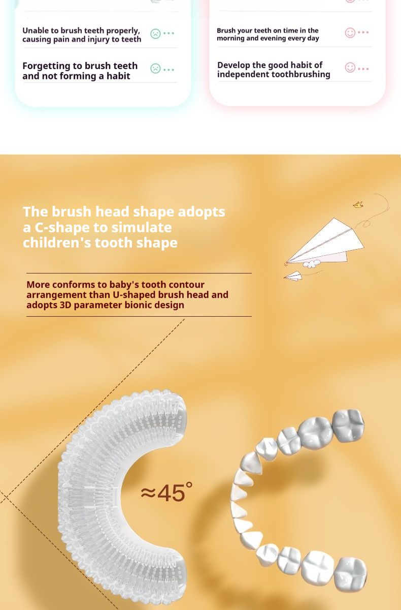 Cartoon Little Dinosaur U Shaped Children's Electric Toothbrush 3 6 12 Years Old With Toothpaste Rechargeable Waterproof Sonic Baby Toothbrush_voghion.com