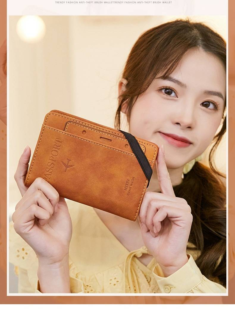 Light Luxury RFID Blocking Passport Holder - Slim Travel Wallet For Men & Women With Vaccine Card Slot, Secure PU Leather Document Organizer_voghion.com