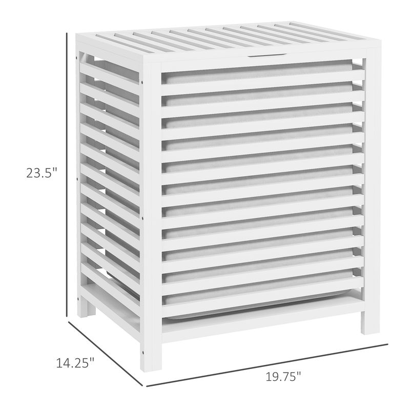 HOMCOM Bamboo Laundry Hamper with Lid, Laundry Basket with Removable Liner Bag, Dirty Clothes Hamper, 19.75 x 14.25 x 23.5 Inches, White_voghion.com