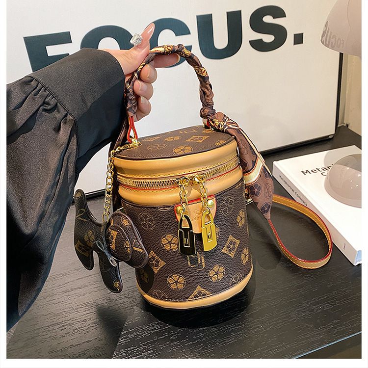 Borsa a secchiello stampata per donna 2024 borsa alla moda borsa a tracolla cilindrica versatile tendenza_voghion.com