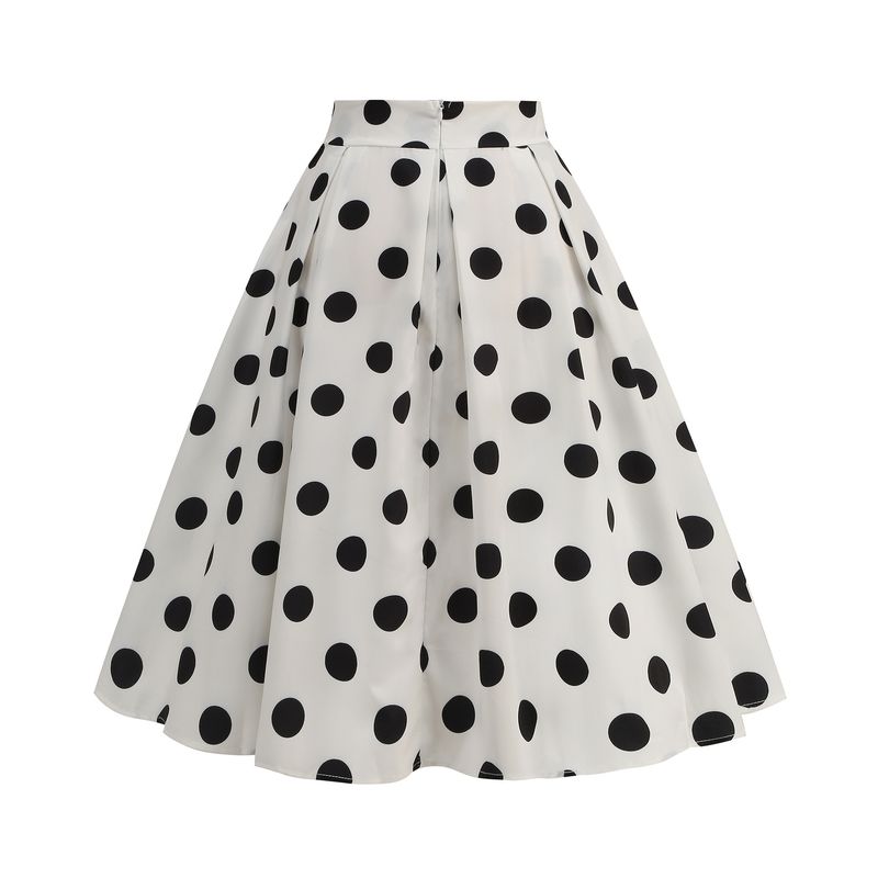 GraceChic X Cross-Border Women's Manufacturer Wholesale European And American Fashion Versatile Polka Dot Print Half Pleated Waist_voghion.com