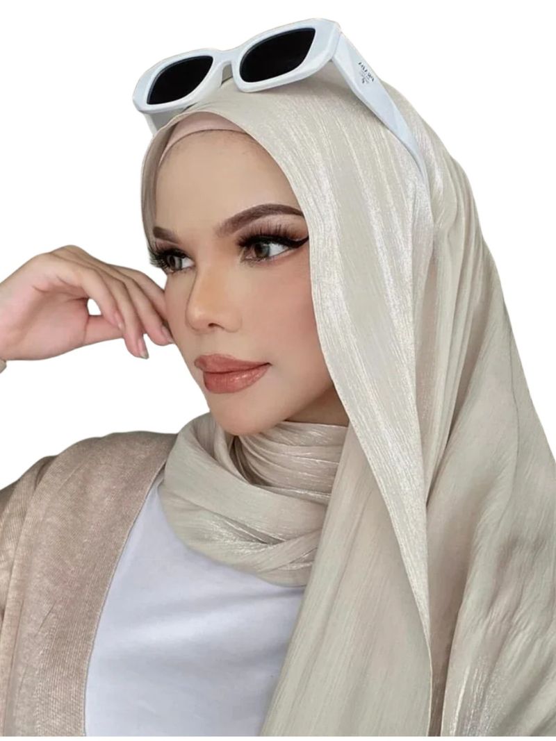 Novo lenço longo de seda brilhante e respirável, estilo transfronteiriço, com estampa de chiffon, cor sólida, simples, malaio, indonésio, para mulheres_voghion.com