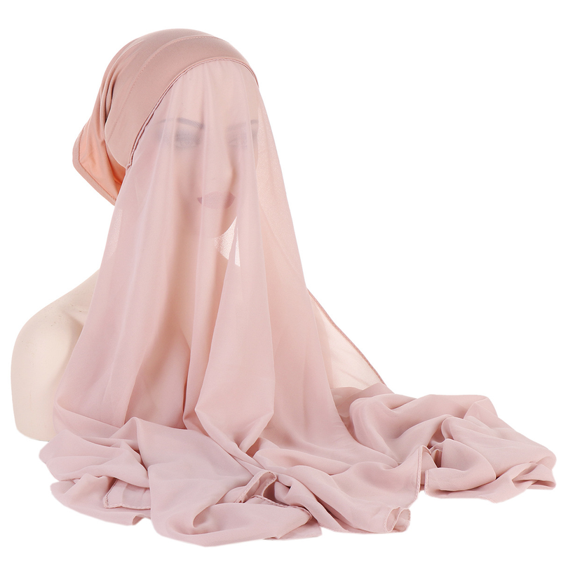 Women's Hats selling chiffon turban hat set monochrome pearl chiffon hat scarf set_voghion.com