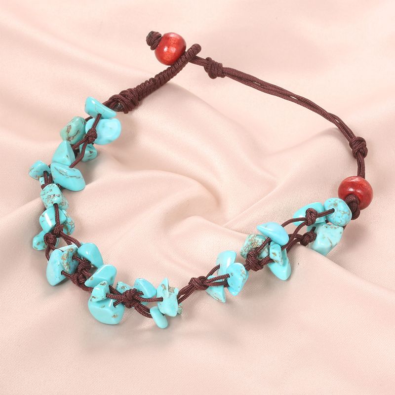 Neues Accessoire mit übertriebener Persönlichkeit, kleine runde Perle, türkisfarbenes Tael-Legierungsarmband, Fußkette und_voghion.com