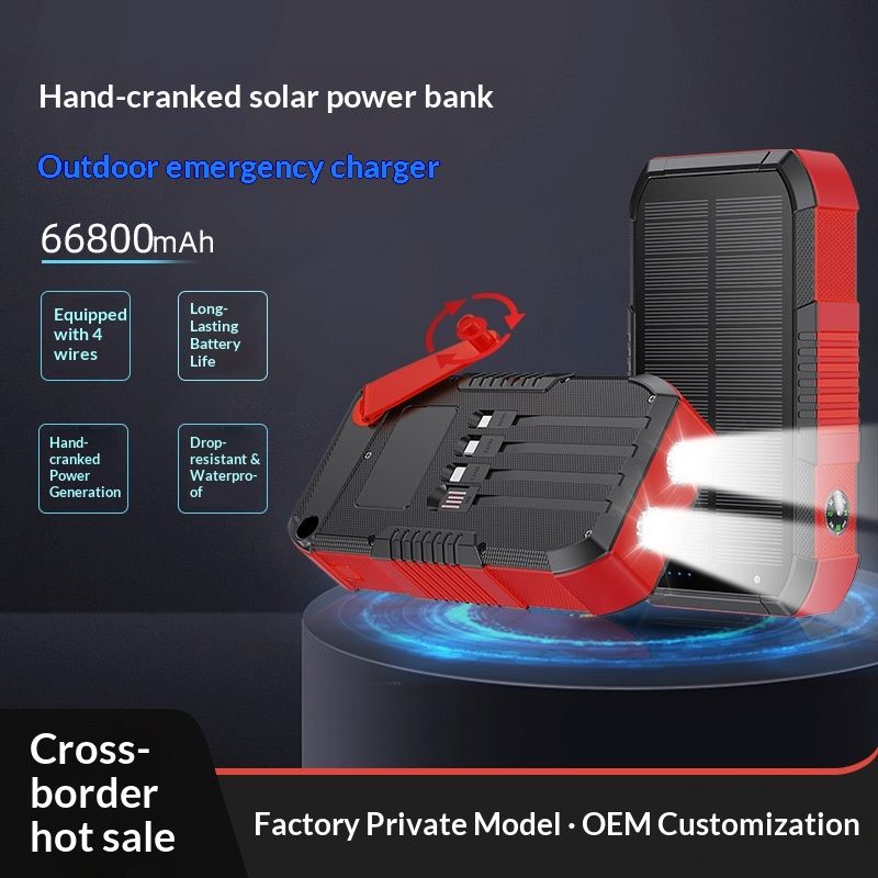 Bestseller: Multifunktionale Outdoor-Solarbank mit integriertem Kabel, hoher Kapazität von 66800 mAh und Handkurbelantrieb_voghion.com