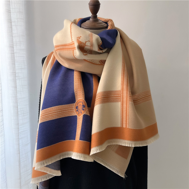 Hierscht a Wanter nei Faarf passende Tassel gebastelt Schal fir Fraen Patchwork décke Schal Moud_voghion.com