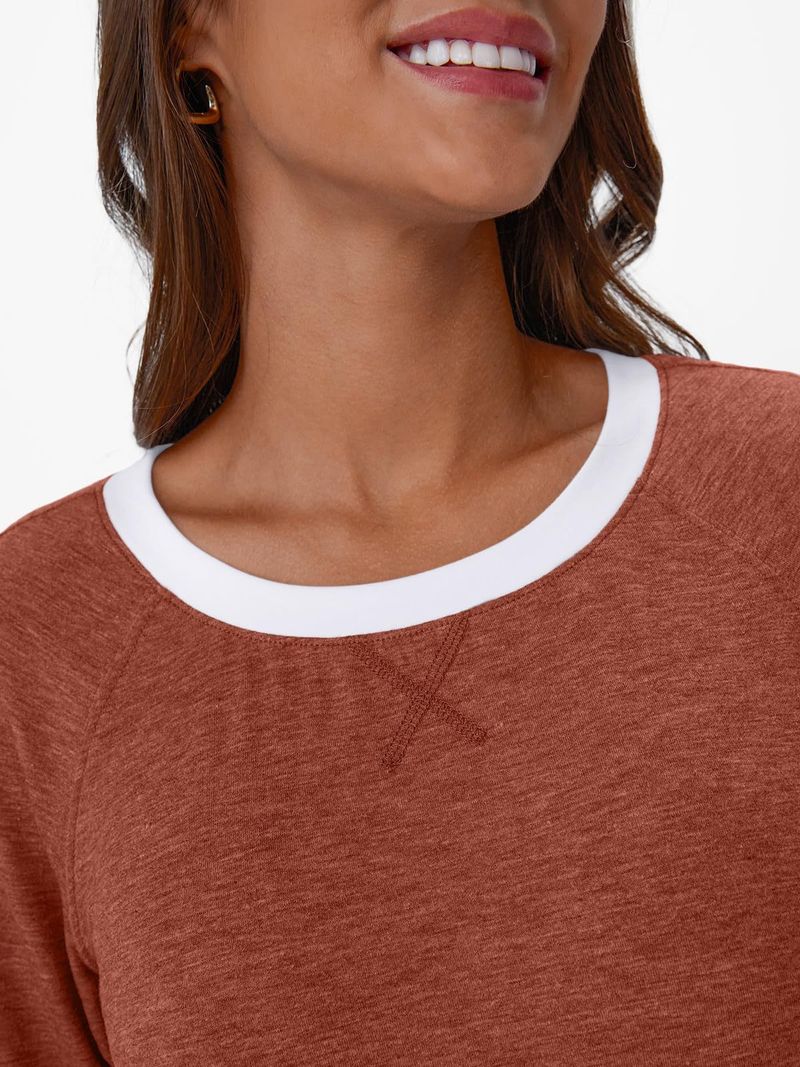 2025 Basic Shirt Color-Block Long Sleeve T-Shirt Loose Round Neck Top Women's Autumn Fashion_voghion.com
