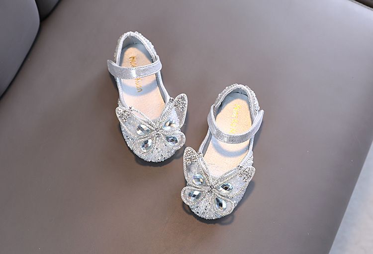 Mädchen Prinzessin Square Mund Strass Bogen Einzelnen Schuh Schuhe Zeigen Tanz Schuh Mädchen_voghion.com
