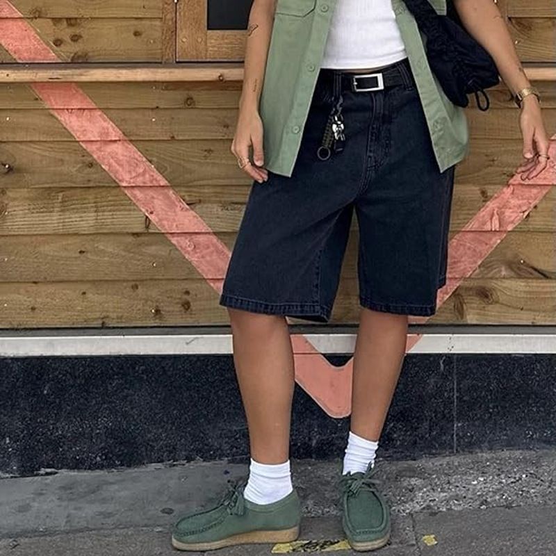 Jeans larghi a vita alta 2025, pantaloncini casual a gamba larga da donna_voghion.com