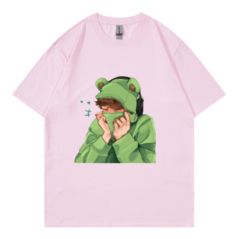 Άνοιξη και καλοκαίρι, ανδρικό και γυναικείο casual φαρδύ μπλουζάκι με κοντομάνικο σχέδιο και στάμπα με κινούμενα σχέδια και χαριτωμένα κατοικίδια_voghion.com