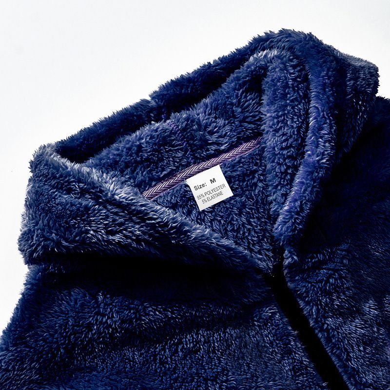 Giacca con cappuccio foderata in pile da uomo, caldo cappotto invernale con cerniera e morbido rivestimento bifacciale, vestibilità comoda per abbigliamento casual._voghion.com