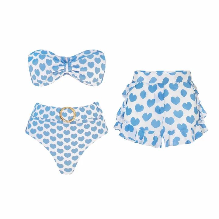 Costume da bagno intero con spacco a vita alta stampato "Small Fresh Love Holiday" per donna, 2024, bikini, nuovo stile 25236_voghion.com