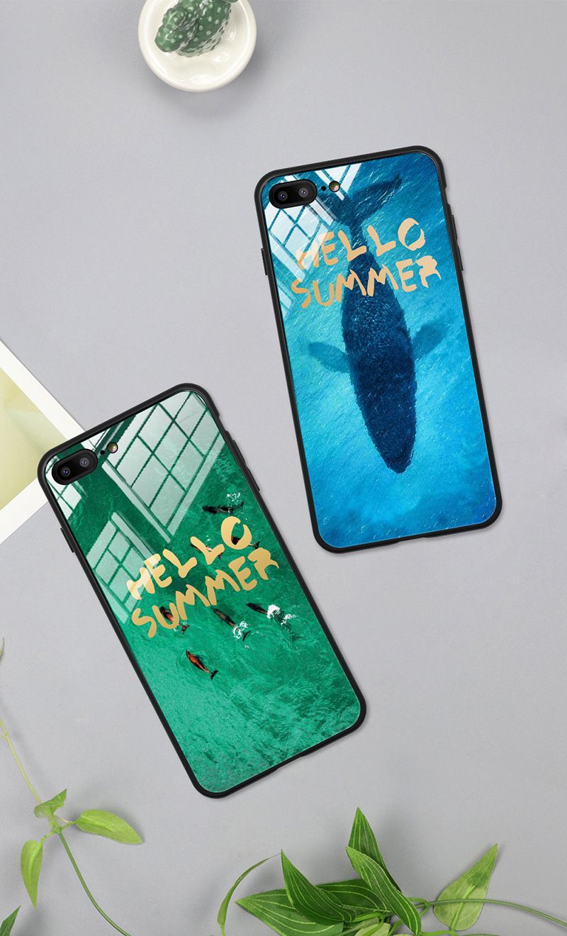Dotyczy Huawei p20plus p30 p40lite p50Pro ins green ocean couple glass phone case_voghion.com