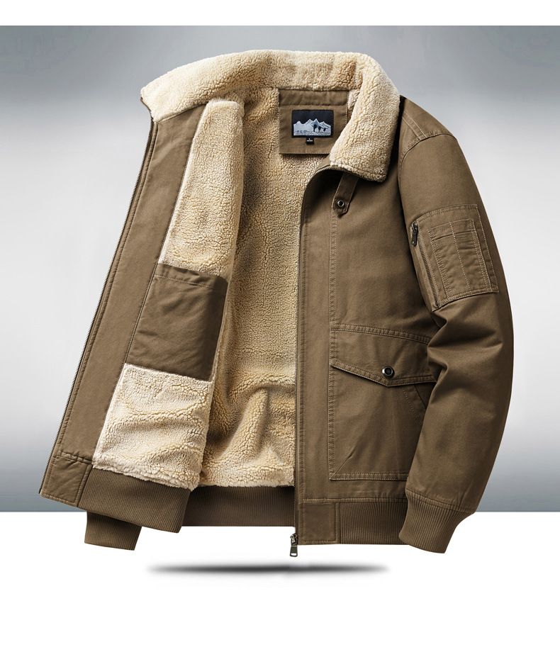 Rugged Sherpa-Lined Work Jacket – 100% Cotton Shell With Anti-Pilling Fleece, Oversized Utility Pockets & Stormproof Zip (M-4XL, Classic Field Coat)_voghion.com