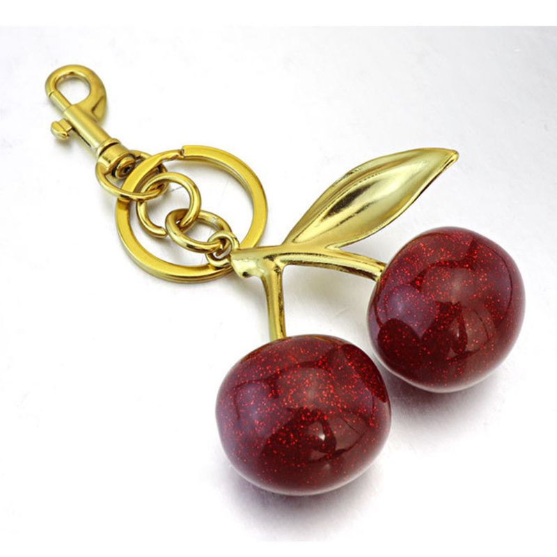 New Cherry Keychain For Women's Bags, High-Value Hanging Decoration With Glitter Crystal Fruit Pendant_voghion.com