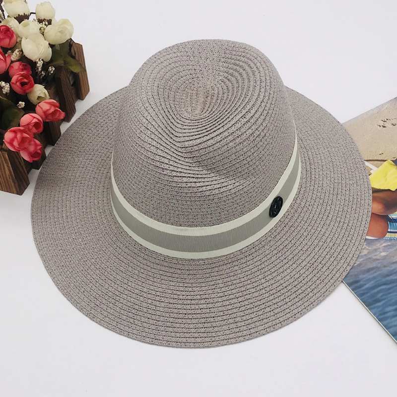 Cappello da sole da donna primaverile ed estivo pieghevole Cappello Panama British cappello di paglia con protezione solare Cappello da spiaggia_voghion.com