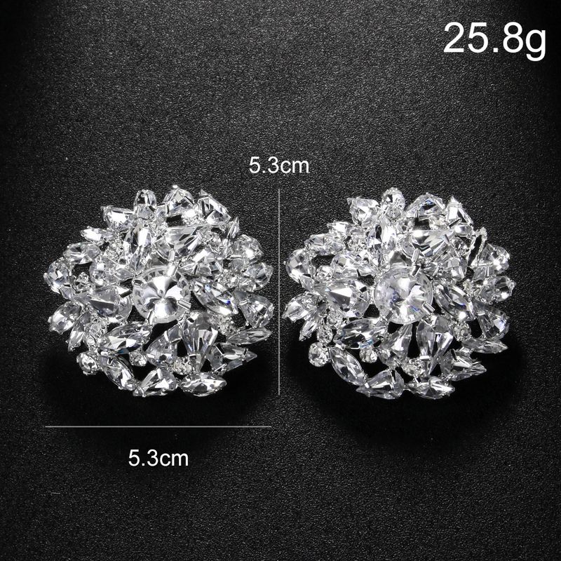 Orecchini rotondi retrò con clip, orecchini geometrici personalizzati con strass, accessori esagerati per le donne_voghion.com