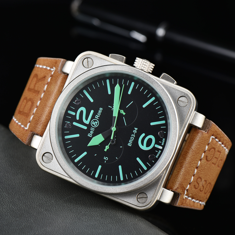 【Bell & Ross】 Alternatief sporthorloge met vierkante wijzerplaat, hoogwaardig leer_voghion.com