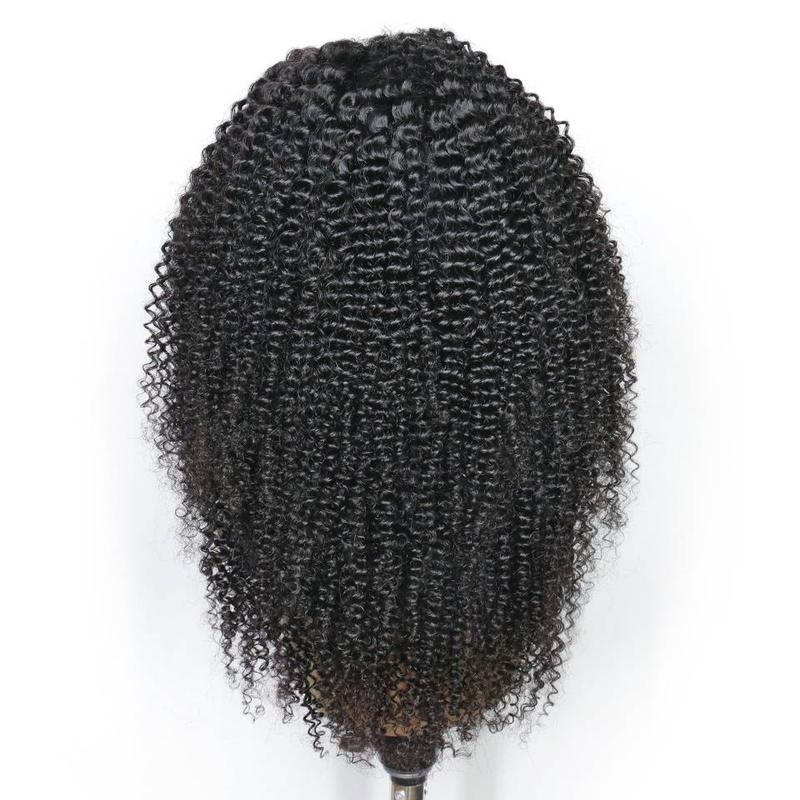 Perruque en dentelle 13x4 pré-coupée pré-dentelle perruque bouclée crépue décolorée couleur naturelle cheveux humains perruque sans colle prête à porter 180% de densité_voghion.com