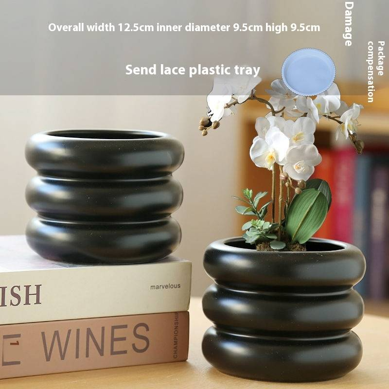 Keramik-Blumentopf mit Untertasse – Stilvolles Wohndekor für Sukkulentenpflanzen – Modernes und elegantes Design_voghion.com