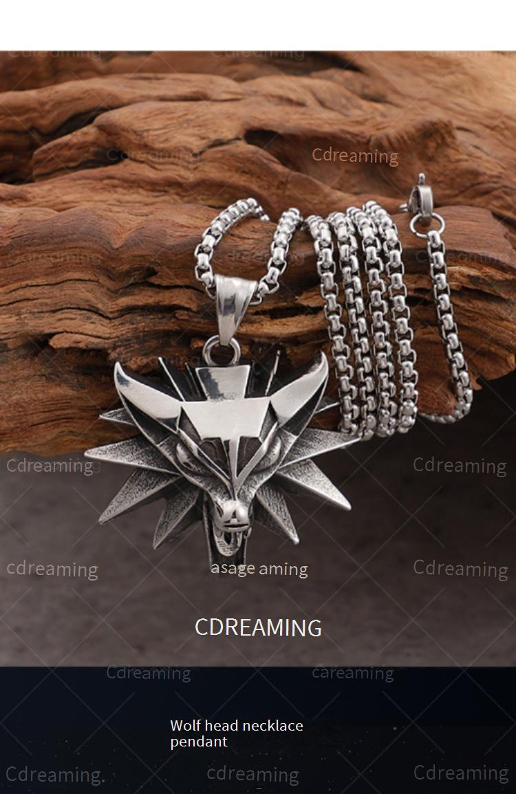 Cdreaming Original Witcher 3 Inspired Hip Hop Retro Necklace - The Wild Hunt Gamer Jewelry Unique Handmade Design KP59809K_voghion.com