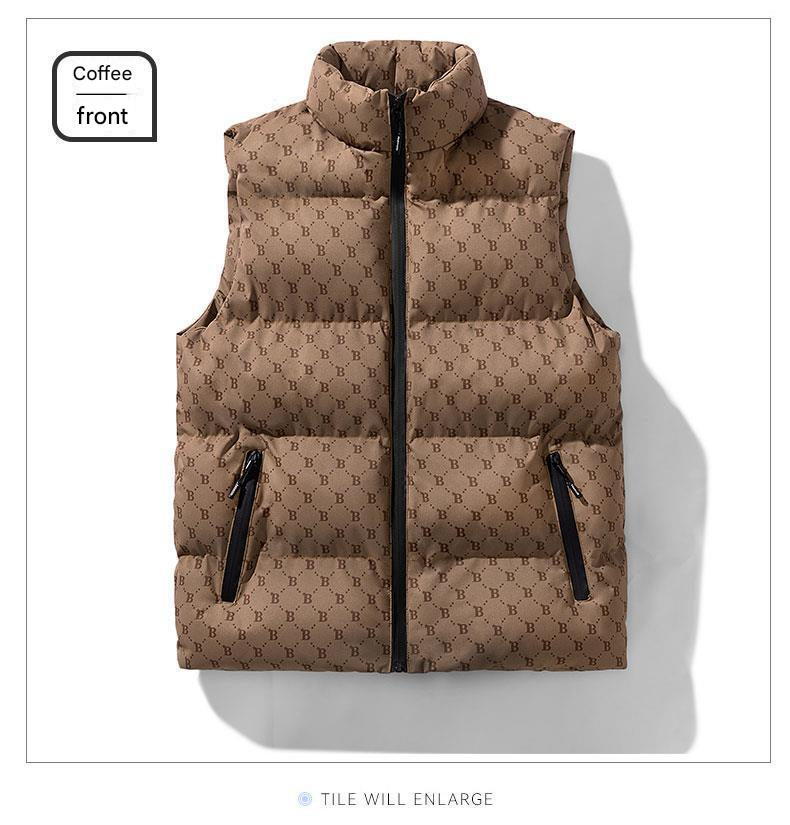 Herrenbekleidung Pufferweste für Herren mit B-Logo – Gesteppte ärmellose Jacke mit Reißverschlusstaschen (unverzichtbar für warme Wintertage)_voghion.com