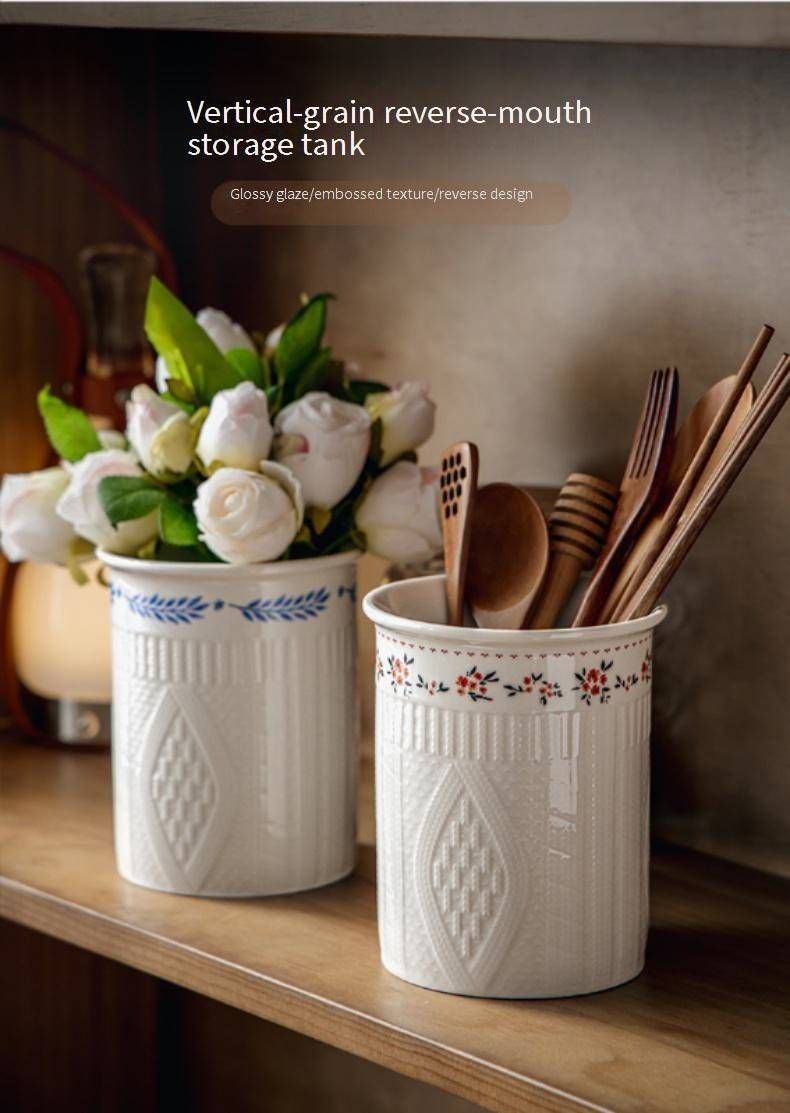 Ceramic Knife Holder With Embossed Sweater Design - Stylish Tabletop Organizer For Kitchen, Dining Room & Study Decor_voghion.com