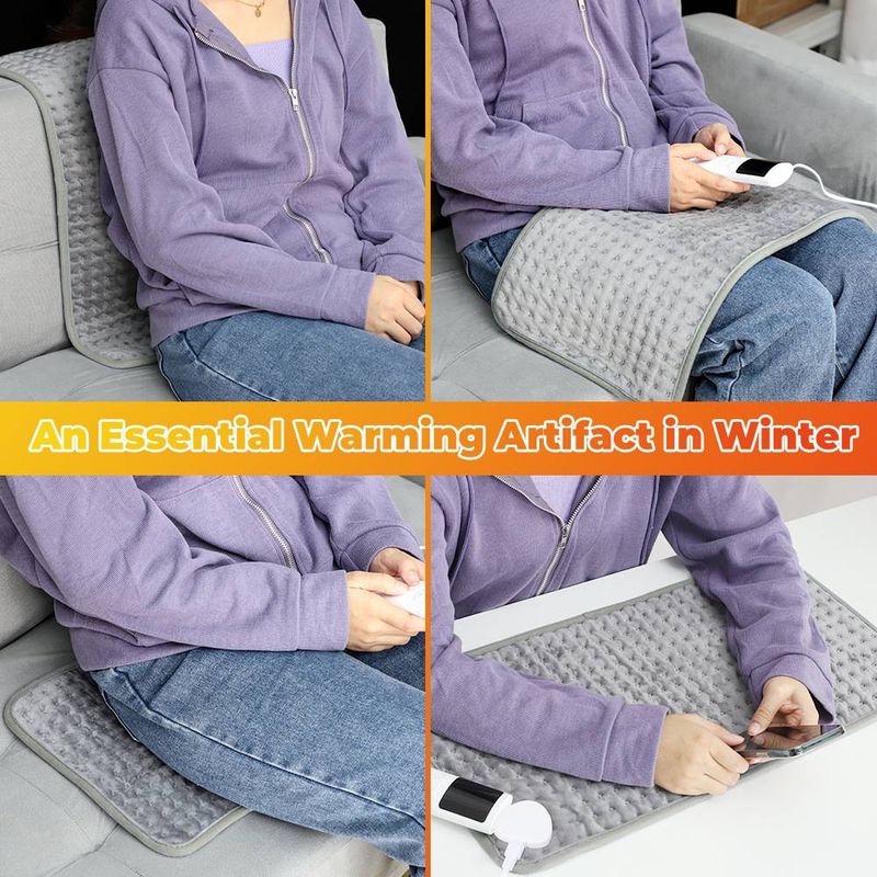 9-Level Adjustable Electric Heating Pad – Soft Fleece Therapeutic Blanket For Back & Muscle Pain Relief (30x60cm, 110-220V)_voghion.com