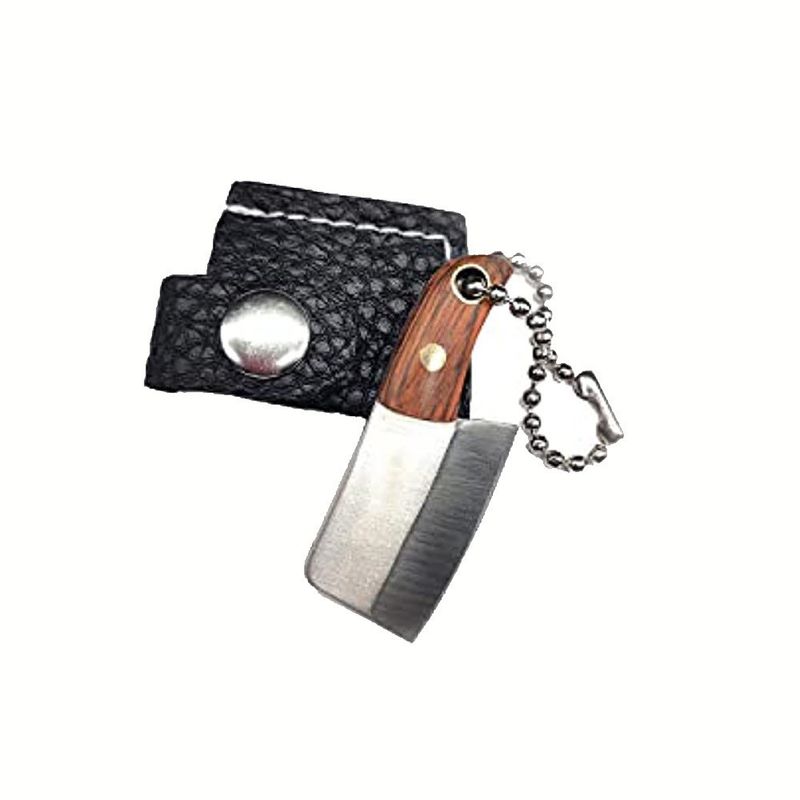 Compact Keychain Knife With Leather Sheath – Stainless Steel Utility Blade For Everyday Carry, Outdoor Adventures & Gifts_voghion.com