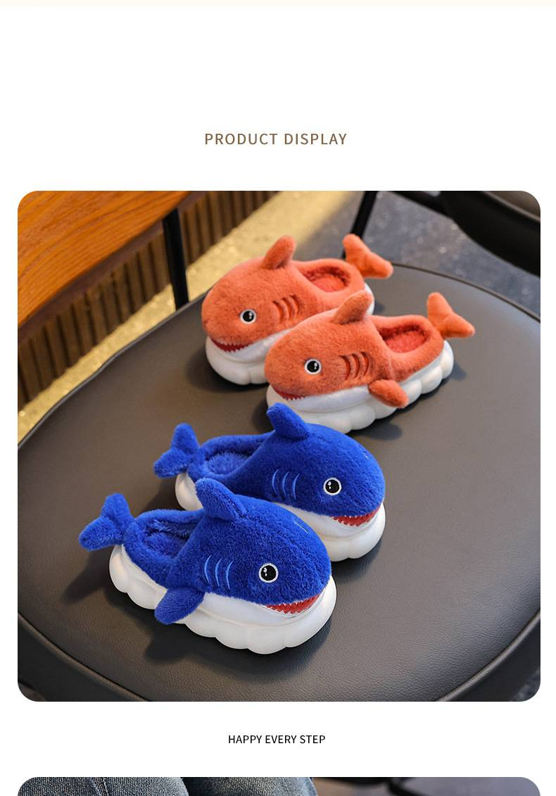 Pantofole invernali per bambini - Calde pantofole in peluche con design a forma di squalo per bambini e bambine, suola antiscivolo, calda fodera in pile, vari colori e taglie (24-41)_voghion.com