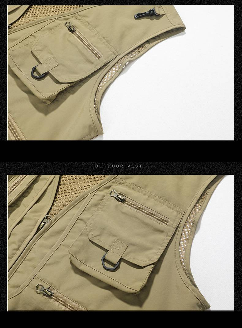 Men's Clothing Lightweight Fishing Vest With Multiple Pockets, Breathable Mesh, Quick-Dry Outdoor Photographer Workwear Jacket For Summer_voghion.com