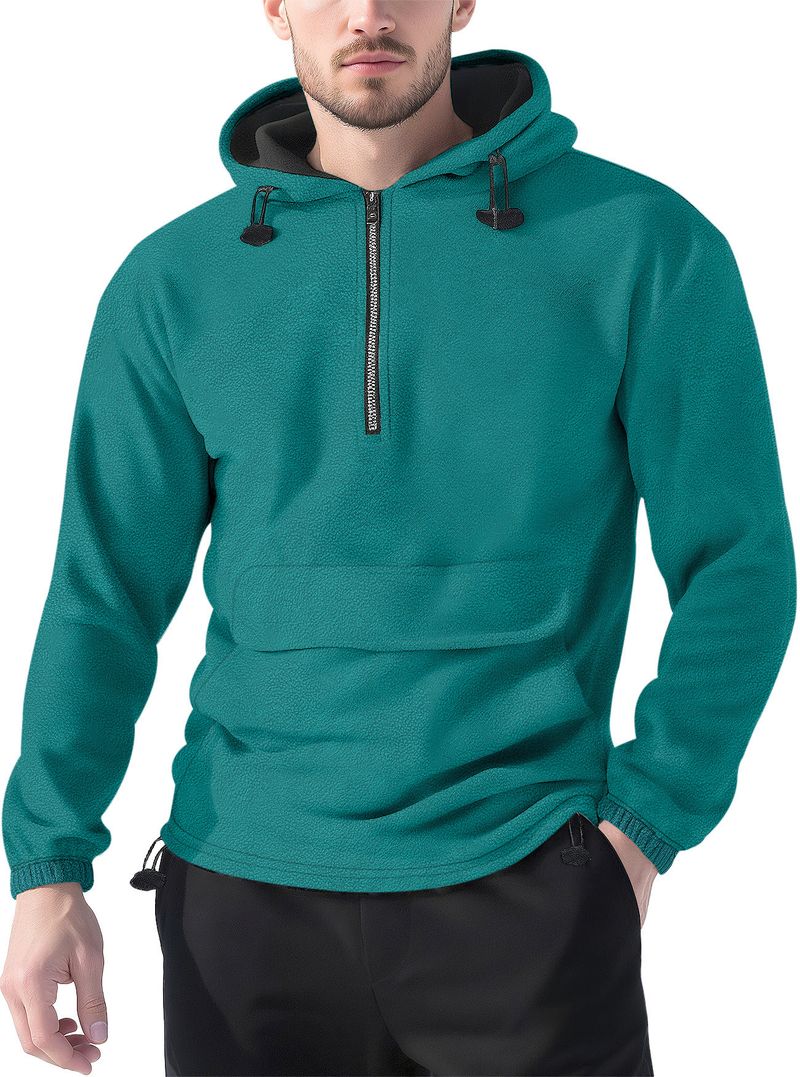 Herrenbekleidung Hot Style Verdicktes Plüsch-Sweatshirt Independent Station Einfarbiger Halbreißverschluss Mit Kapuze Arbeitstasche Herrenpullover_voghion.com